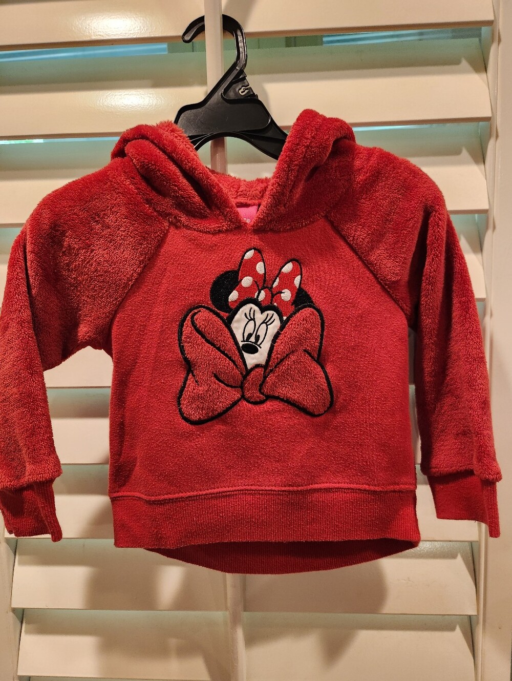 Disney Minnie Mouse Red Hooded Fleece Top, Size 2T